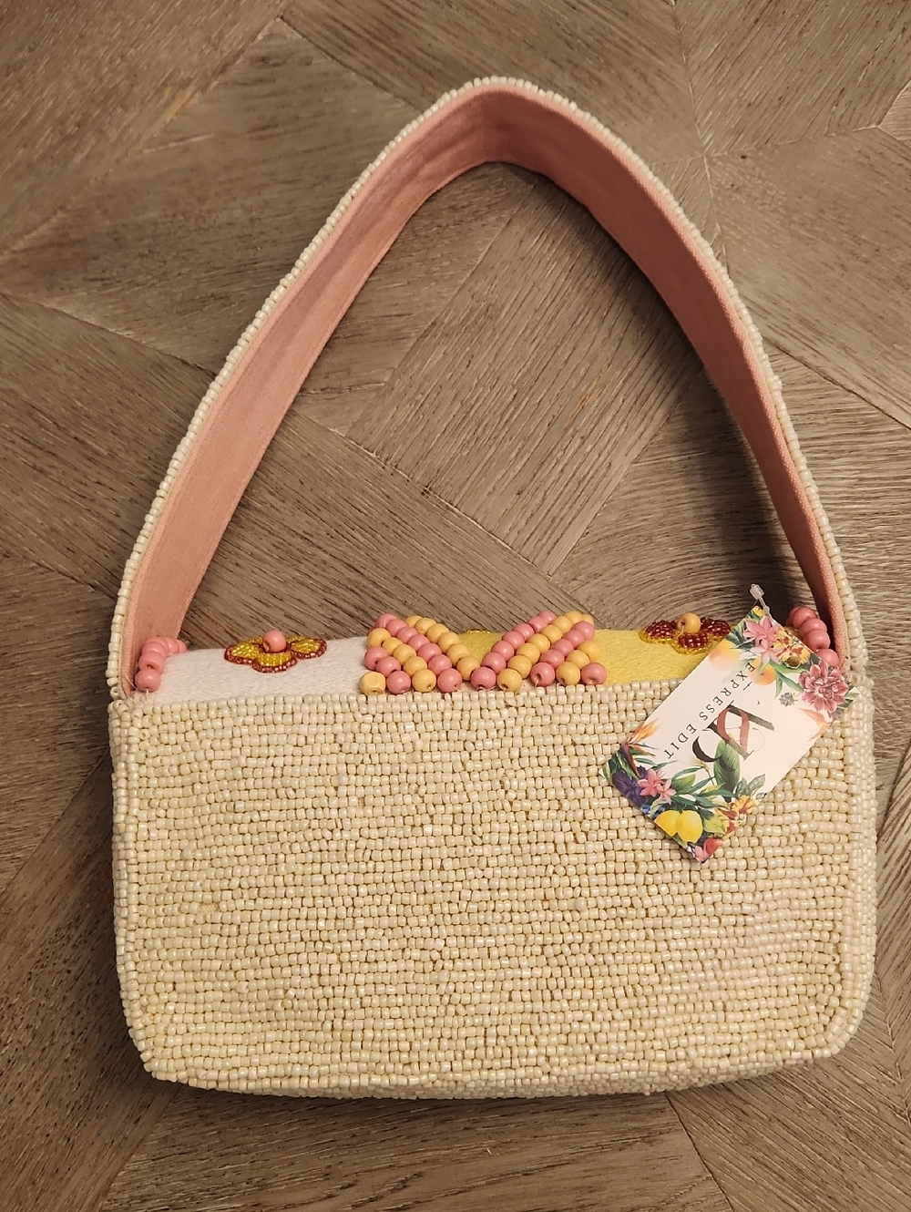 Express Edit Beaded Floral Shoulder/Hand Bag -Trendy -Vacation Ready - Picture 2 of 8